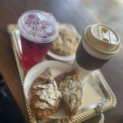 Mocha Point - Almond croissant, Yemeni latte, berry refresher, s'mores cookie