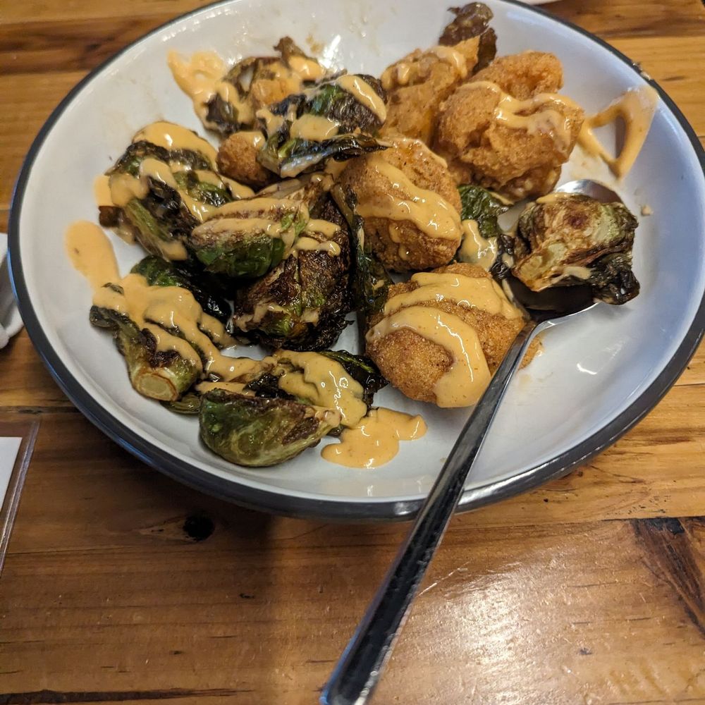 Hopothecary Ales - Bang Bang Brussels sprouts and fried cauliflower - good, but too much sauce. - Brewpubs Near Me - North Reading, Massachusetts Hopothecary Ales - Bang Bang Brussels sprouts and fried cauliflower - good, but too much sauce. - Brewpubs Near Me - North Reading, Massachusetts