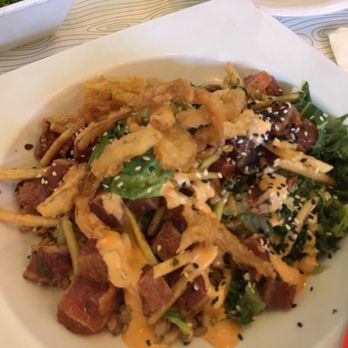 Cali - Brandon - Spicy tuna with kale and farro- too salty for me. - New American Near Me - Riverview, Florida