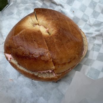 Leon's Bagels - Plain bagel with lox spread - Bagels Near Me - New York, New York Leon's Bagels - Plain bagel with lox spread - Bagels Near Me - New York, New York