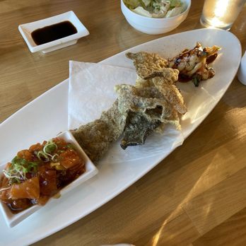 Sushi Broadway - Glenview was fantastic! Salmon Ceviche, Salmon Wrapped Asparagus, Crunch Salmon Skin Chips - Sushi Bars Near Me - Alameda, California Sushi Broadway - Glenview was fantastic! Salmon Ceviche, Salmon Wrapped Asparagus, Crunch Salmon Skin Chips - Sushi Bars Near Me - Alameda, California