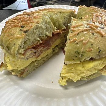 West Coast Bagel - Ham and egg with bacon - Bagels Near Me - Chino, California West Coast Bagel - Ham and egg with bacon - Bagels Near Me - Chino, California