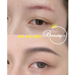 Before and after eyebrow microblading