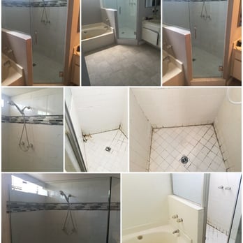 Flooring Pro - Before and after of my new porcelain shower tile, mosaic and vinyl floor. - Flooring Near Me - North Hollywood, California