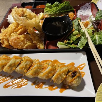 Jin Sushi - Spicy Tuna Tempura Roll and Salmon Bento - Japanese Near Me - Downey, California Jin Sushi - Spicy Tuna Tempura Roll and Salmon Bento - Japanese Near Me - Downey, California