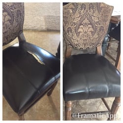 Glamorous Upholstery - The original one on the left with damage. The repaired one on the right.