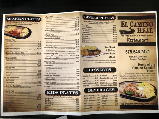 Menu photo 1 El Camino Real Deming, NM Menu photo 1 El Camino Real Deming, NM