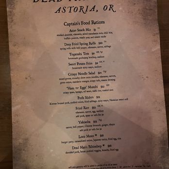 Dead Man’s Isle - Menu - Cocktail Bars Near Me - Astoria, Oregon