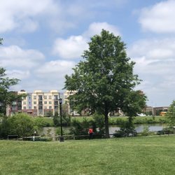 Granville Gude Park & Lakehouse - View of the grassy park from the entrance.
