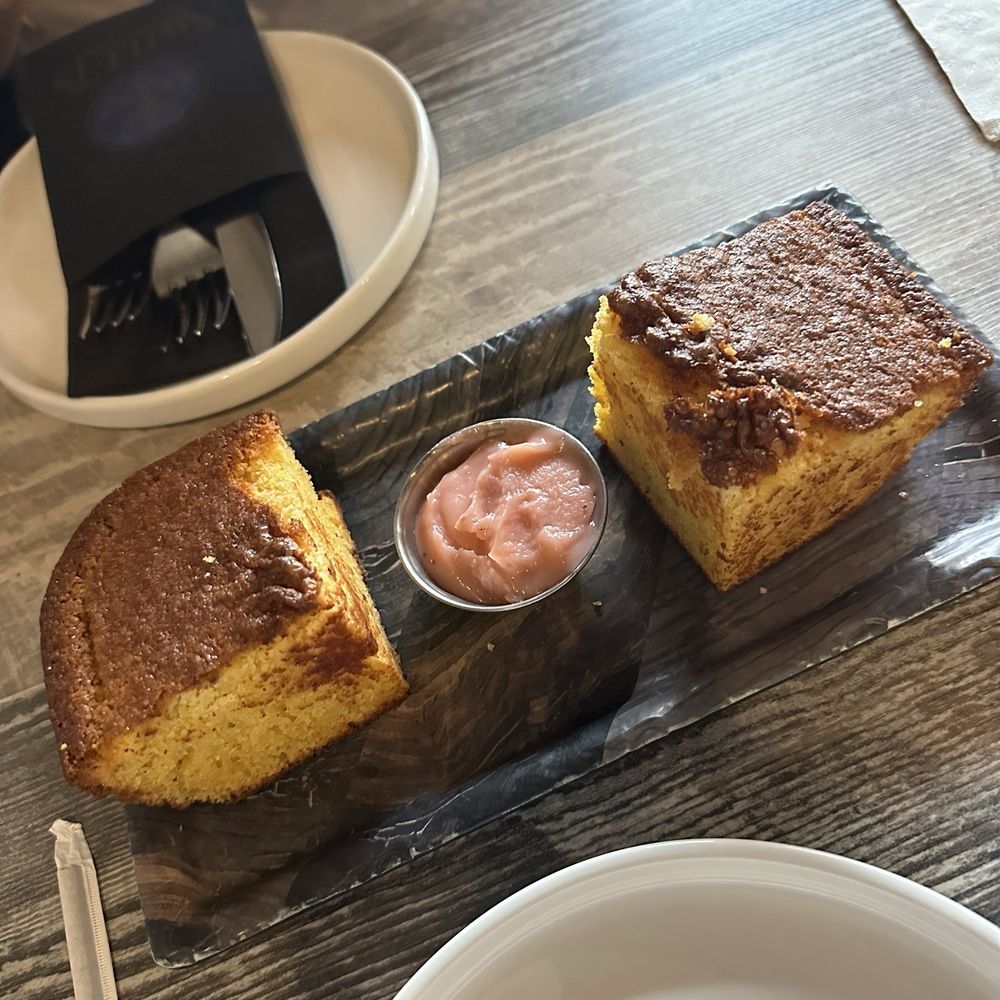 Sweet T's Southern Eatery - Cornbread with Strawberry Butter - Soul Food Near Me - Montclair, New Jersey Sweet T's Southern Eatery - Cornbread with Strawberry Butter - Soul Food Near Me - Montclair, New Jersey