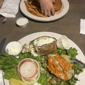 Nick's West Side - Sonoran burger with baked potato. Kids burger and fries. - Breakfast & Brunch Near Me - Sedona, Arizona