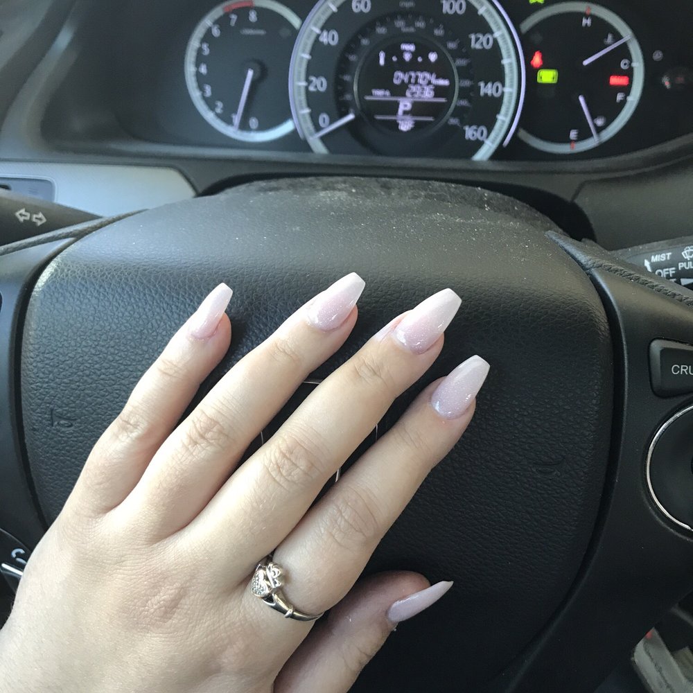 Coffin shape pink glitter #16 dip