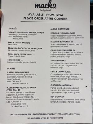 Menu photo 1 Mach2 Mascot, NSW Menu photo 1 Mach2 Mascot, NSW