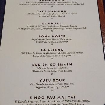 Bar Leather Apron - Signature menu - Cocktail Bars Near Me - Honolulu, Hawaii