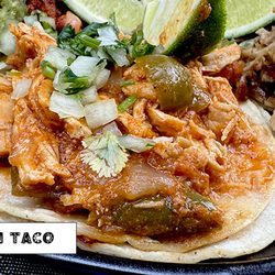 Señor Chilaquiles - Chicken TacoOur chicken taco is a crowd-pleaser, filled with juicy, seasoned grilled chicken, wrapped in a soft tortilla and crowned with c