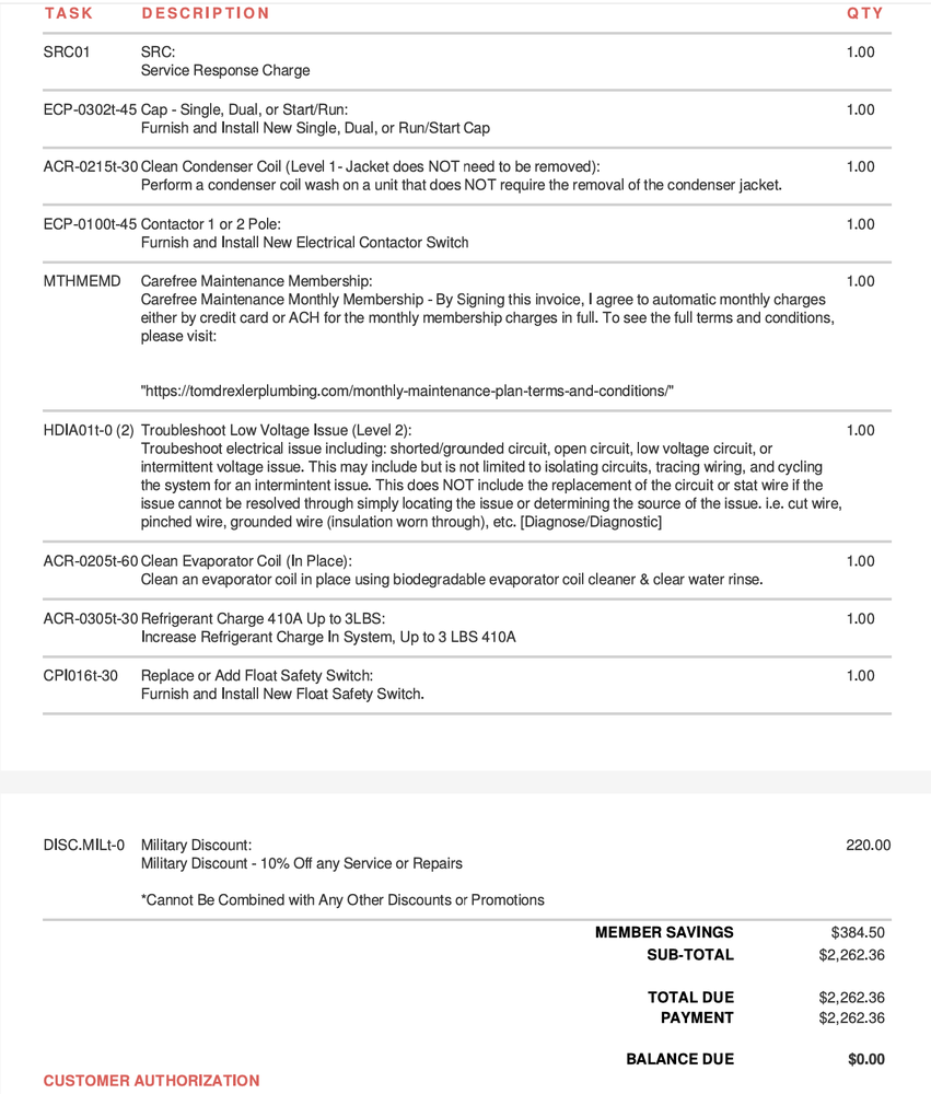 Slide of Tom Drexler Plumbing Air & Electric