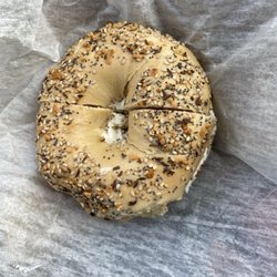 Bagels Plus - Everything bagel with veggie cream cheese