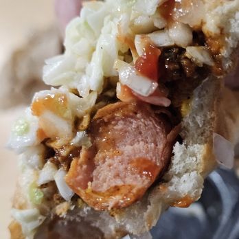 Cook Out - Close-up of a Cook Out Hot Dog. The meat is fresh and the perfect texture. - Burgers Near Me - Roanoke, Virginia Cook Out - Close-up of a Cook Out Hot Dog. The meat is fresh and the perfect texture. - Burgers Near Me - Roanoke, Virginia