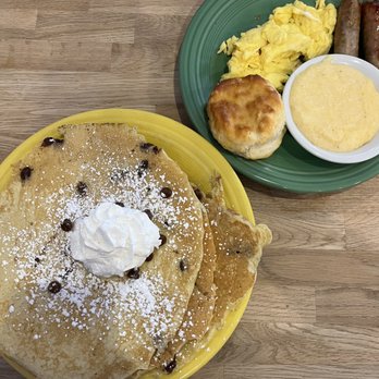 J Christopher's - The chocolate pancakes and the egg and sausage dish - New American Near Me - Athens, Georgia J Christopher's - The chocolate pancakes and the egg and sausage dish - New American Near Me - Athens, Georgia