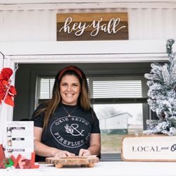 Okie Skies & Fireflies - Rashel Hudson owner and holistic strategist in her wellness wagon at 181 Ranch. 2021 Christmas at the Ranch.