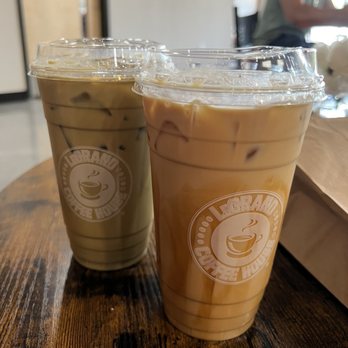 LeGrand Coffee House - Matcha iced latte with a double shot of espresso and caramel oatmilk iced latte - Coffee & Tea Near Me - Woodbridge Township, New Jersey