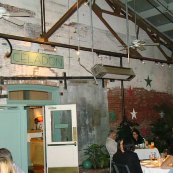 Celadon - This is their outdoor patio.  Its basically an indoor space with roll up window walls.  They were all closed that night. - Seafood Near Me - Napa, California