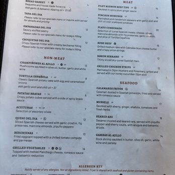 Tapa the World - Menu - Spanish Near Me - Sacramento, California