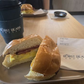 Burst Beans Coffee - Bacon, egg and cheese on Brioche - Coffee & Tea Near Me - Hackensack, New Jersey Burst Beans Coffee - Bacon, egg and cheese on Brioche - Coffee & Tea Near Me - Hackensack, New Jersey