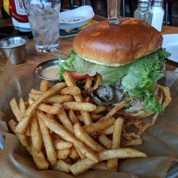 HopCat - Mushroom Swiss stuffed burger - Beer Bar Near Me - Kalamazoo, Michigan HopCat - Mushroom Swiss stuffed burger - Beer Bar Near Me - Kalamazoo, Michigan