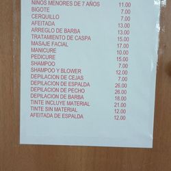 Barbershop Luis - Current rates.