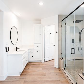 Juda Builders - Walk-in shower design with seamless glass enclosure and tile work. - General Contractors Near Me - Los Angeles, California Juda Builders - Walk-in shower design with seamless glass enclosure and tile work. - General Contractors Near Me - Los Angeles, California