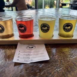 4 flight sampler. Bellini, dirty shirley, any day and mountain brew. 4 flight sampler. Bellini, dirty shirley, any day and mountain brew.