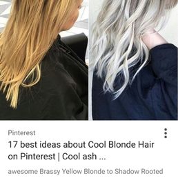 This is the color on the right is what I wanted and my hair is very close to the picture on the left.