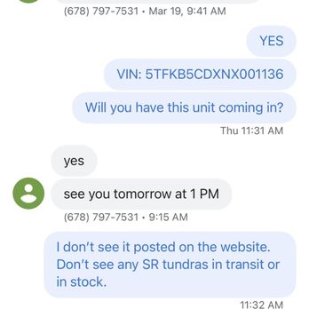 World Toyota - Text messages with salesman - Car Dealers Near Me - Atlanta, Georgia World Toyota - Text messages with salesman - Car Dealers Near Me - Atlanta, Georgia