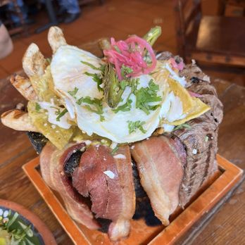 Tulum Mexican Kitchen - Molcajete de desayuno con carnes y chilaquiles! - Mexican Near Me - San Jose, California