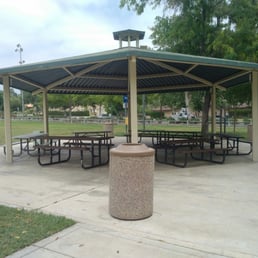 Covered table area.