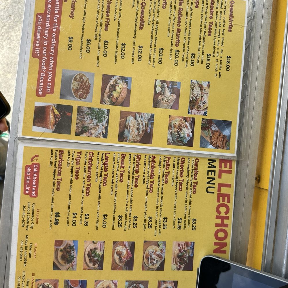 El Lechon - Menu as of April 2026 - Food Trucks Near Me - Commerce City, Colorado