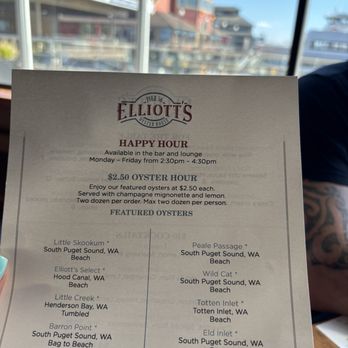 Elliott's Oyster House - Happy Hour Menu - Seafood Near Me - Seattle, Washington