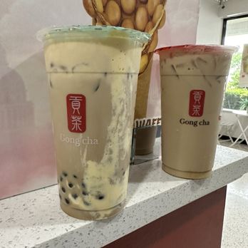 Gong cha - What was suppose to be Caramel sugar milk Black Tea with Creme Brulee, but they burnt the cup & transferred it... - Bubble Tea Near Me - Palm Springs, Florida Gong cha - What was suppose to be Caramel sugar milk Black Tea with Creme Brulee, but they burnt the cup & transferred it... - Bubble Tea Near Me - Palm Springs, Florida