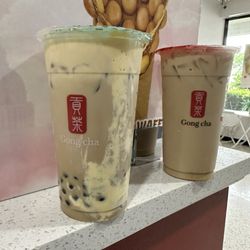 Gong cha - What was suppose to be Caramel sugar milk Black Tea with Creme Brulee, but they burnt the cup & transferred it...