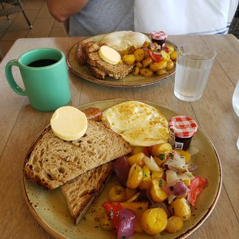 Driftwood Kitchen - Eggs, sausages, potatoes, and sourdough toast! - Seafood Near Me - Laguna Beach, California