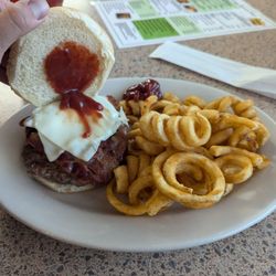Cozy Brook Cafe - Bacon Cheeseburger with a sub of curly fries, which was very tasty.