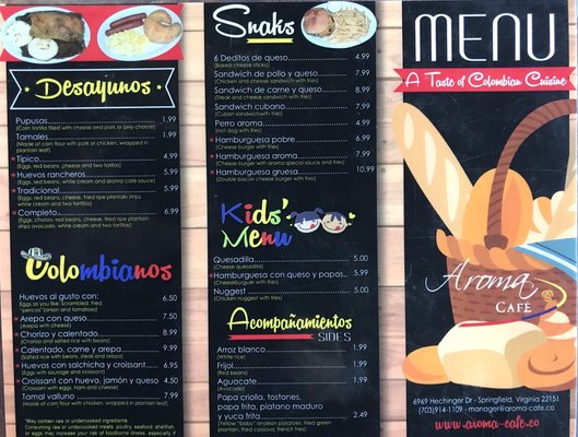 Menu photo 8 Aroma Cafe Springfield, VA
