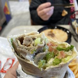 Taza Food Style - Perfect amount of lamb/veggies on the delicious warm lavash bread!