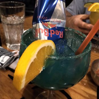 Bronco Mexican Grill - Garbage can margarita. Is kind of blue raspberry and the redbull is a nice mix, unless it's late lol - Mexican Near Me - Chesapeake, Virginia