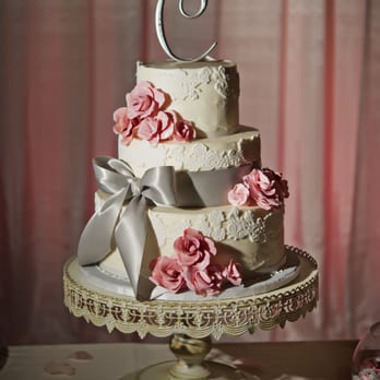 The Midnight Sun Cakery - a wedding cake with pink flowers - Bakeries Near Me