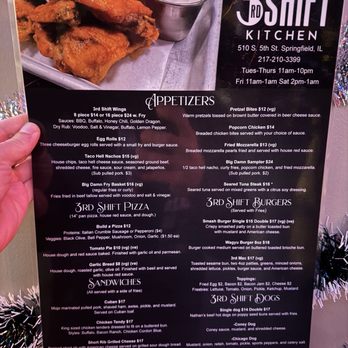 3rd Shift Kitchen - menu - Noodles Near Me - Springfield, Illinois