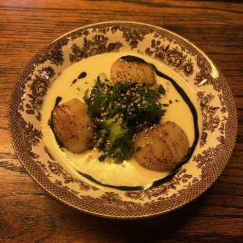 Mokyo - Scallop in cream sauce with kales - Korean Near Me - New York, New York Mokyo - Scallop in cream sauce with kales - Korean Near Me - New York, New York