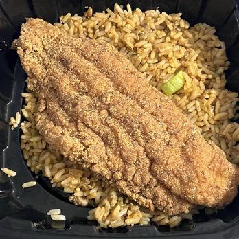 Orleans Seafood Kitchen - OL Kid Catfish and dirty rice - Cajun/Creole Near Me - Katy, Texas Orleans Seafood Kitchen - OL Kid Catfish and dirty rice - Cajun/Creole Near Me - Katy, Texas