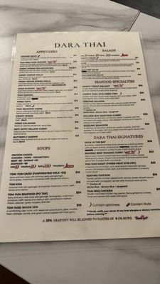 Menu photo 1 Dara Thai Belmont, CA
